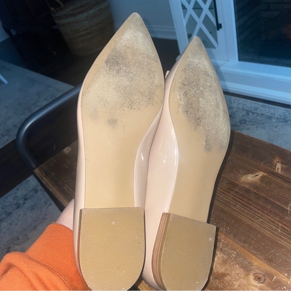 Linea Paolo Nessa Pointed Toe Patent Leather Flats In Desert Sand Sz 12 - Picture 7 of 8